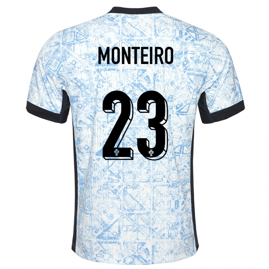 Kids Football Portugal David Monteiro #23 Cream Blue Away Jersey 24-26 T-Shirt Za