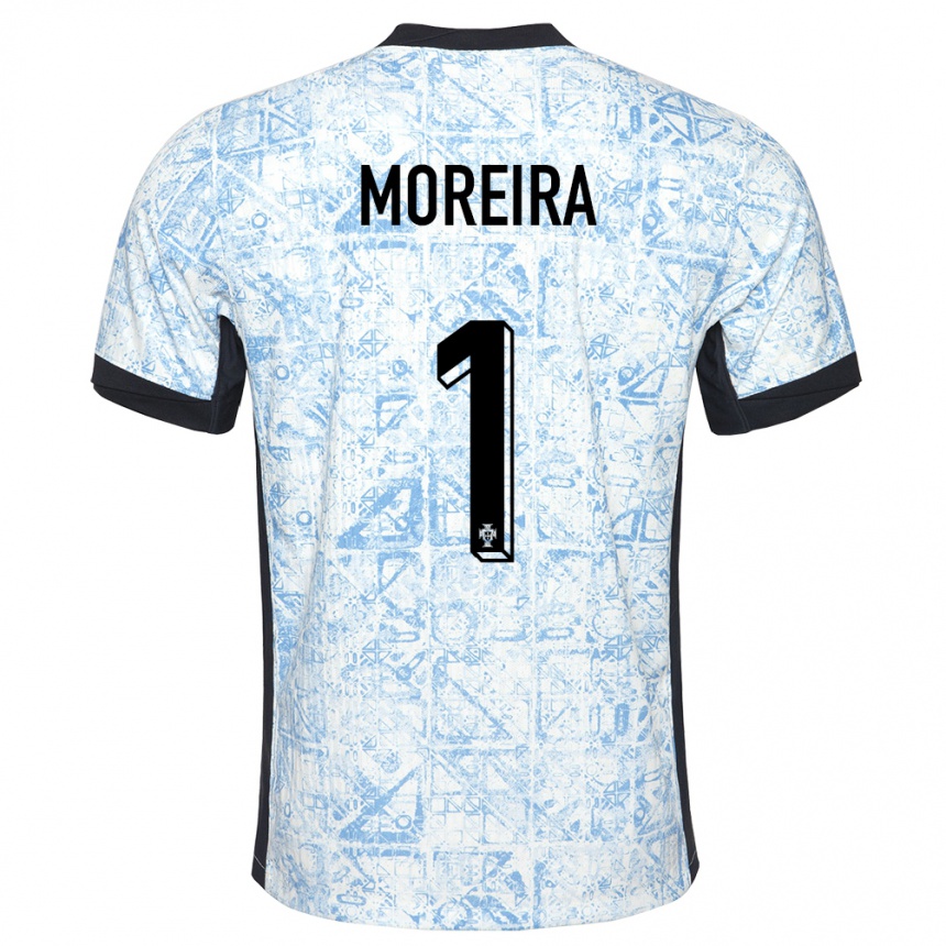 Kids Football Portugal Andre Moreira #1 Cream Blue Away Jersey 24-26 T-Shirt Za