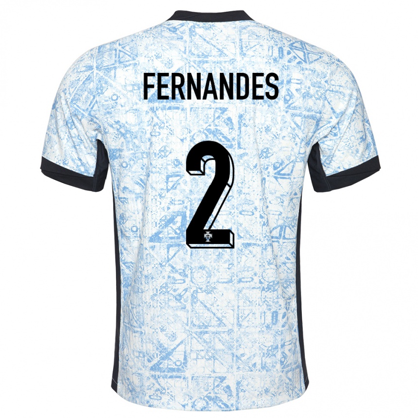 Kids Football Portugal Martim Fernandes #2 Cream Blue Away Jersey 24-26 T-Shirt Za