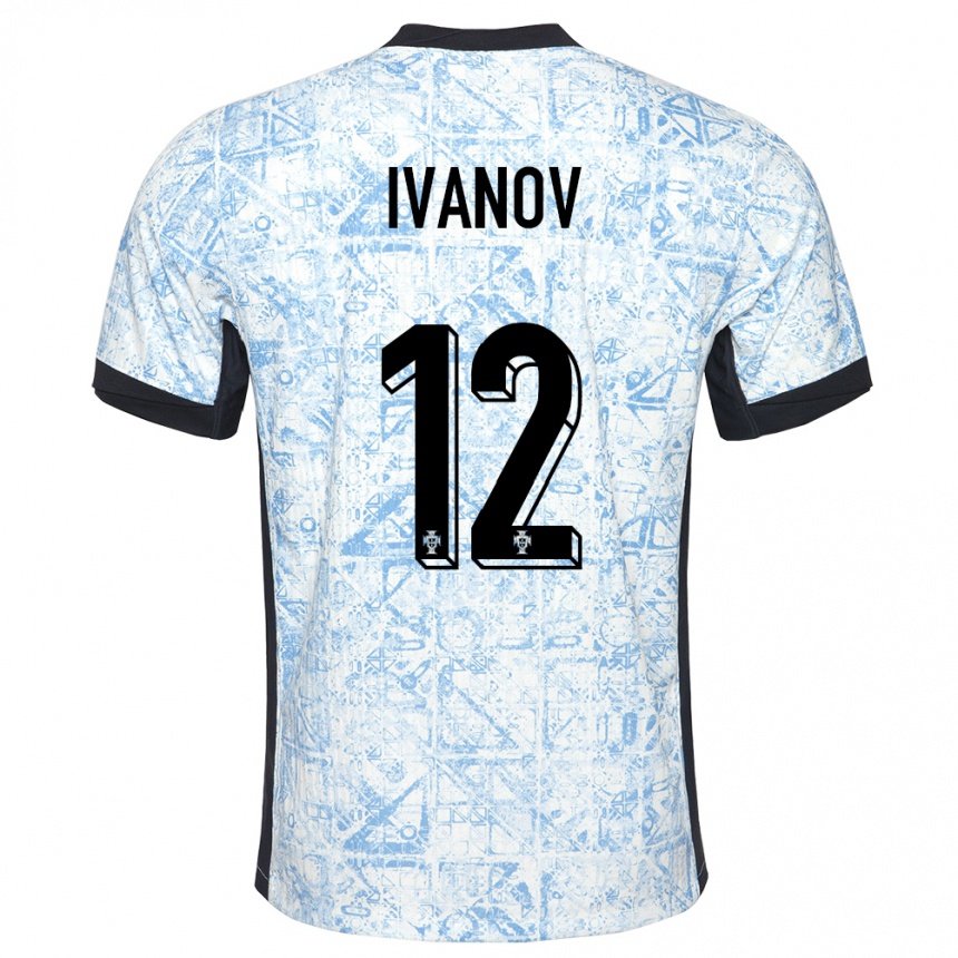 Kids Football Portugal David Ivanov #12 Cream Blue Away Jersey 24-26 T-Shirt Za