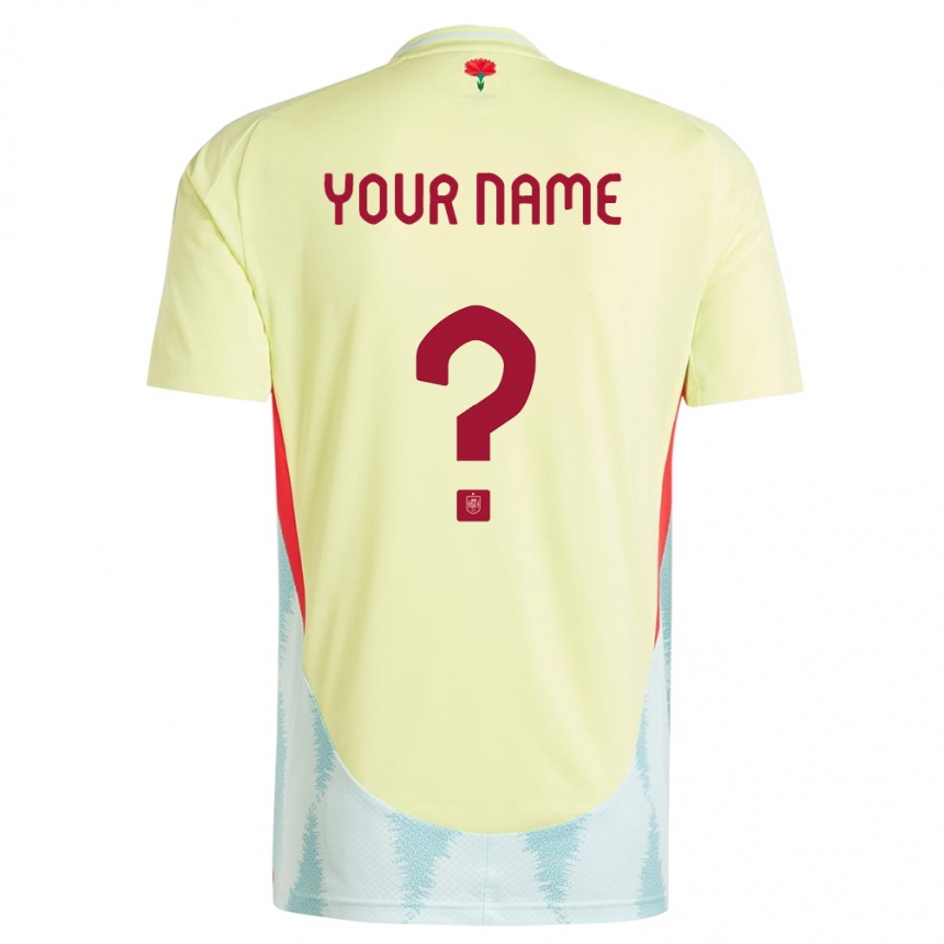 Kids Football Spain Your Name #0 Yellow Away Jersey 24-26 T-Shirt Za