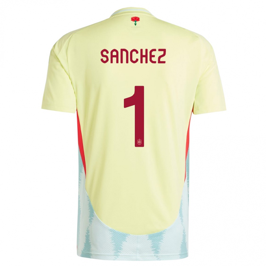 Kids Football Spain Robert Sanchez #1 Yellow Away Jersey 24-26 T-Shirt Za