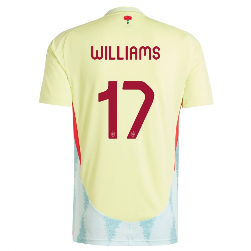 Kids Football Spain Nico Williams #17 Yellow Away Jersey 24-26 T-Shirt Za