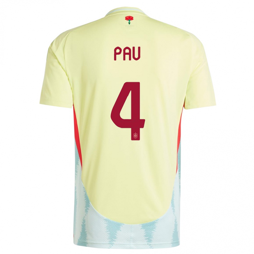 Kids Football Spain Pau Torres #4 Yellow Away Jersey 24-26 T-Shirt Za