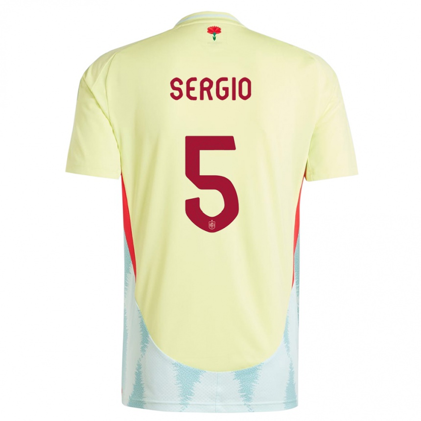 Kids Football Spain Sergio Busquets #5 Yellow Away Jersey 24-26 T-Shirt Za