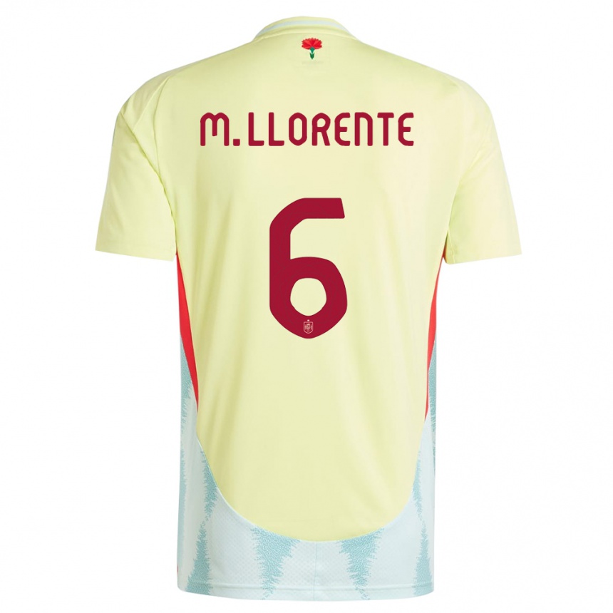 Kids Football Spain Marcos Llorente #6 Yellow Away Jersey 24-26 T-Shirt Za