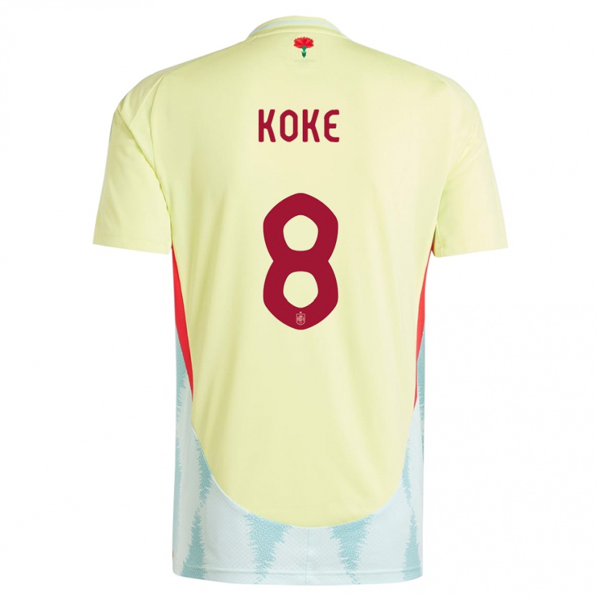 Kids Football Spain Koke #8 Yellow Away Jersey 24-26 T-Shirt Za