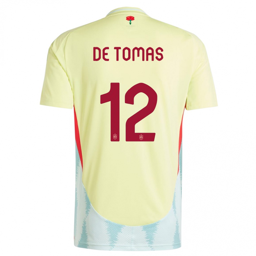 Kids Football Spain Raul De Tomas #12 Yellow Away Jersey 24-26 T-Shirt Za