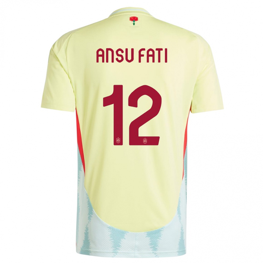 Kids Football Spain Ansu Fati #12 Yellow Away Jersey 24-26 T-Shirt Za