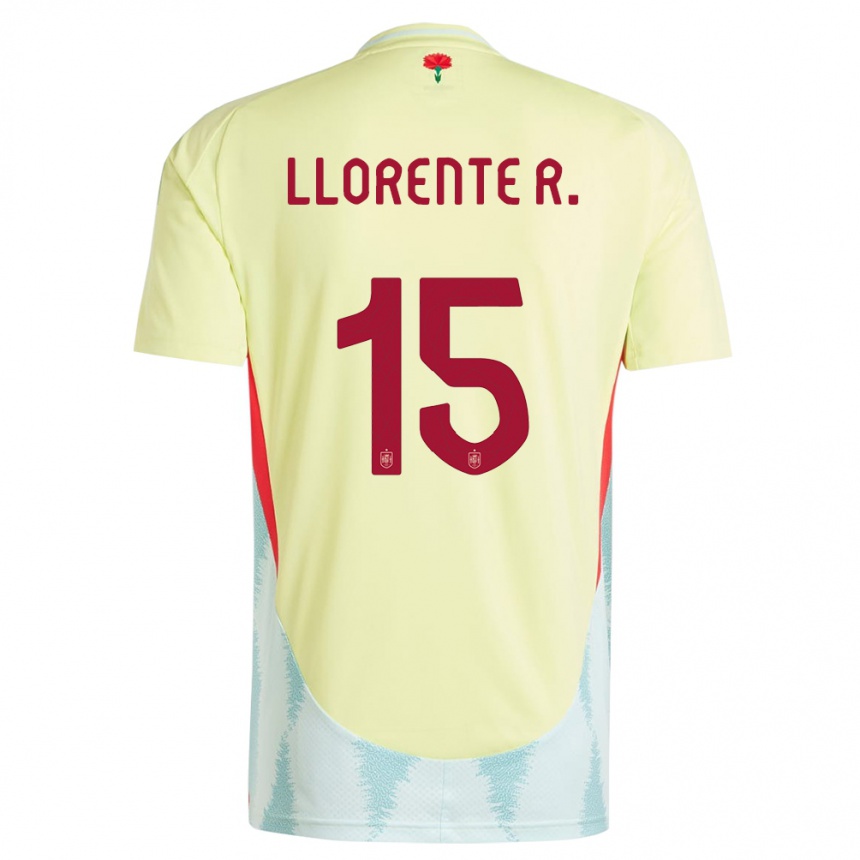 Kids Football Spain Diego Llorente #15 Yellow Away Jersey 24-26 T-Shirt Za