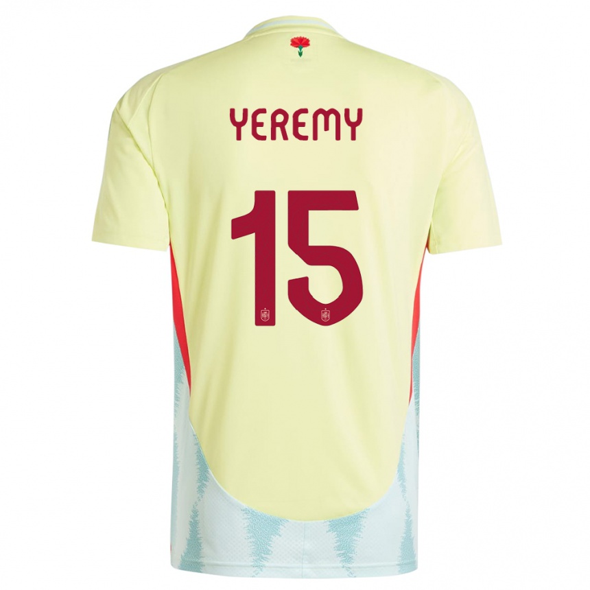 Kids Football Spain Yeremy Pino #15 Yellow Away Jersey 24-26 T-Shirt Za