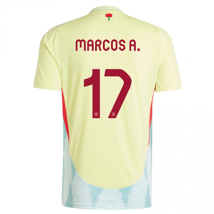 Kids Football Spain Marcos Alonso #17 Yellow Away Jersey 24-26 T-Shirt Za