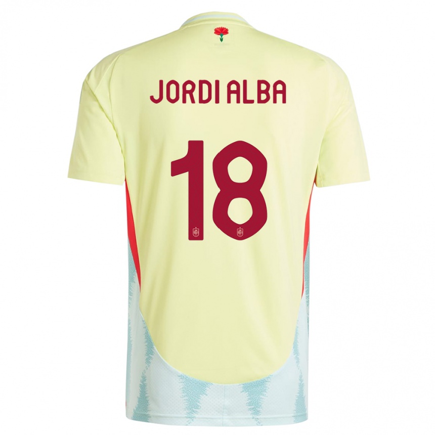 Kids Football Spain Jordi Alba #18 Yellow Away Jersey 24-26 T-Shirt Za