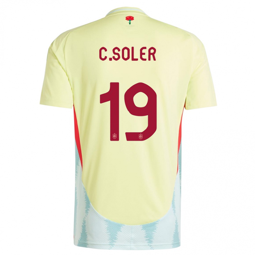 Kids Football Spain Carlos Soler #19 Yellow Away Jersey 24-26 T-Shirt Za