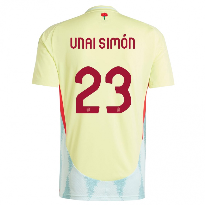 Kids Football Spain Unai Simon #23 Yellow Away Jersey 24-26 T-Shirt Za