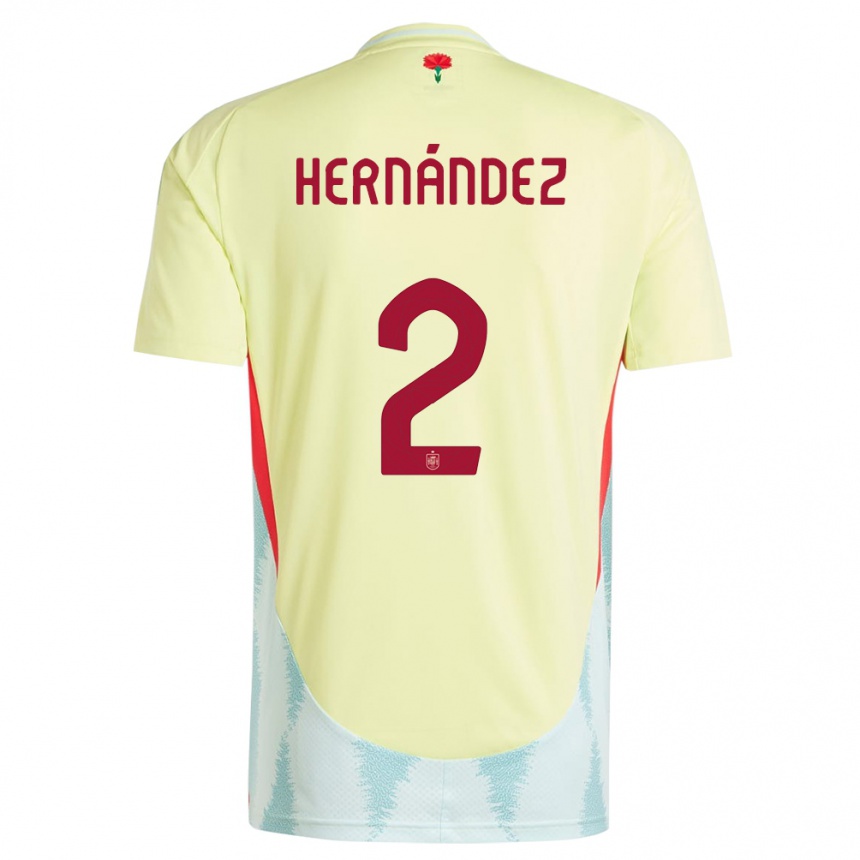 Kids Football Spain Oihane Hernandez #2 Yellow Away Jersey 24-26 T-Shirt Za