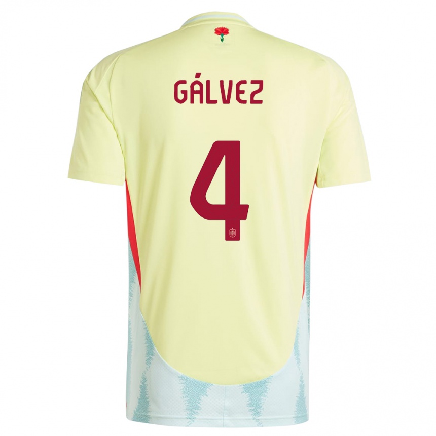 Kids Football Spain Rocio Galvez #4 Yellow Away Jersey 24-26 T-Shirt Za