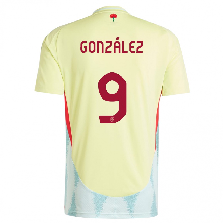 Kids Football Spain Esther Gonzalez #9 Yellow Away Jersey 24-26 T-Shirt Za