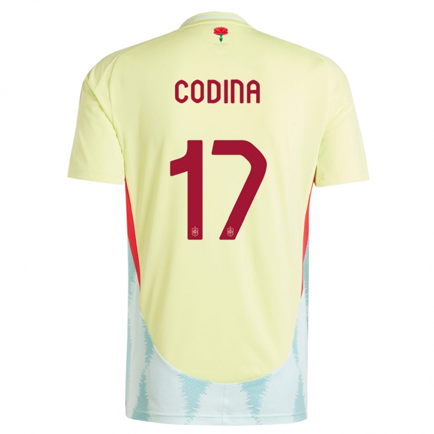 Kids Football Spain Laia Codina #17 Yellow Away Jersey 24-26 T-Shirt Za