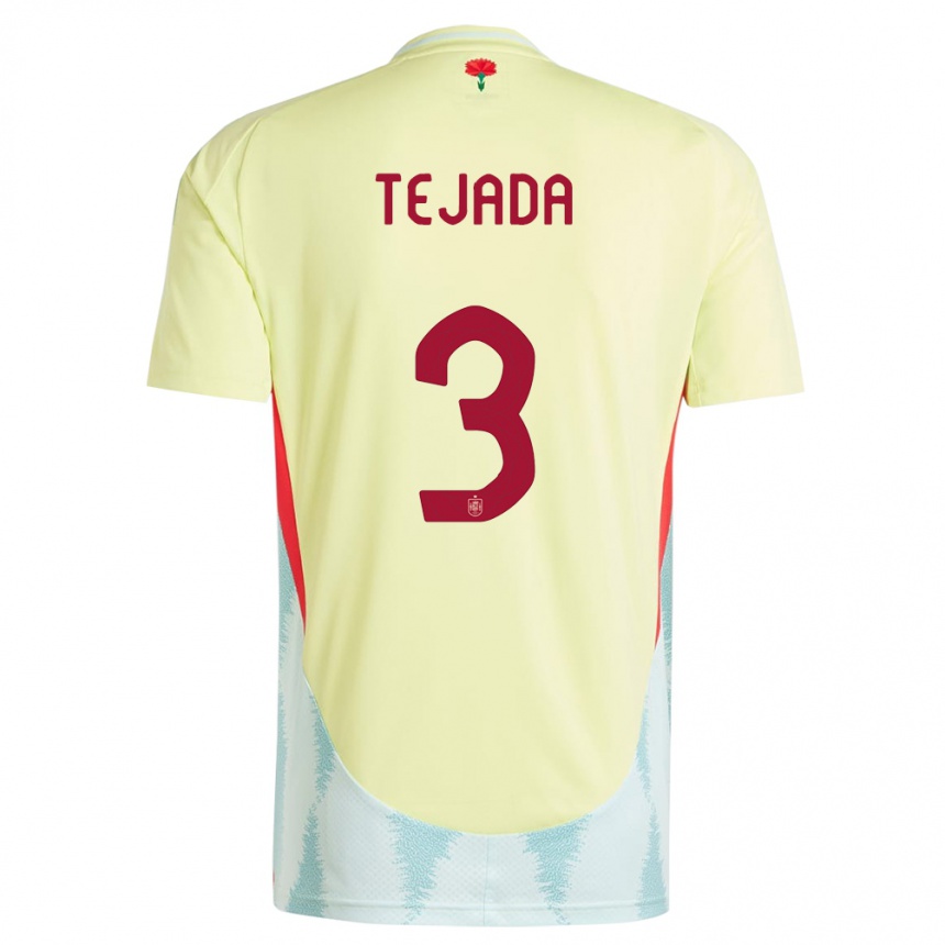 Kids Football Spain Ana Tejada #3 Yellow Away Jersey 24-26 T-Shirt Za