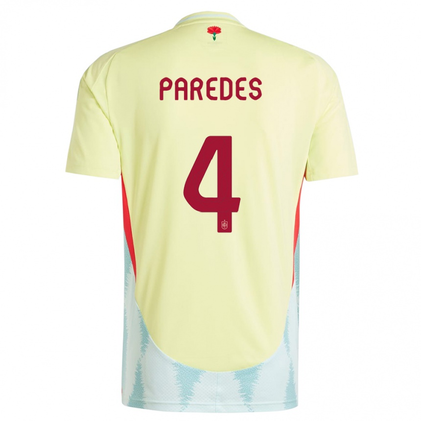 Kids Football Spain Irene Paredes #4 Yellow Away Jersey 24-26 T-Shirt Za