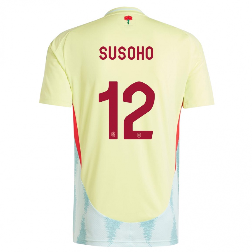 Kids Football Spain Mahamadou Susoho #12 Yellow Away Jersey 24-26 T-Shirt Za