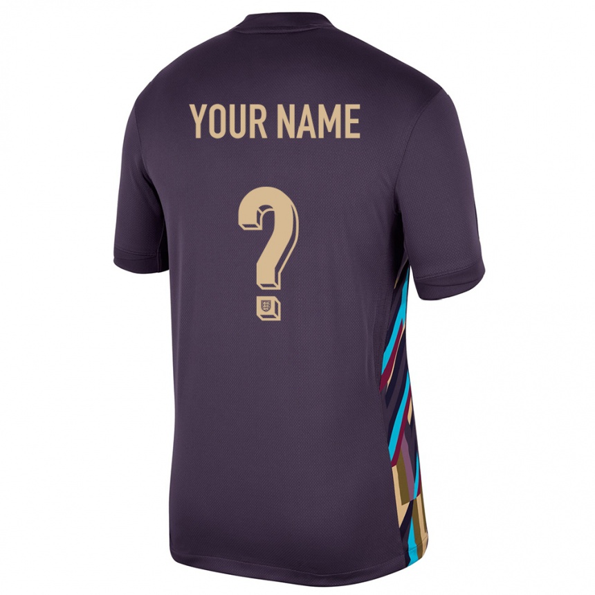 Kids Football England Your Name #0 Dark Raisin Away Jersey 24-26 T-Shirt Za