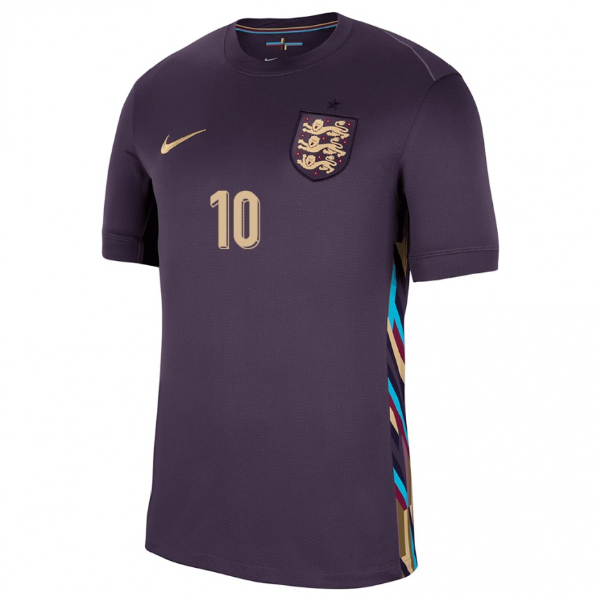 Kids Football England Raheem Sterling #10 Dark Raisin Away Jersey 24-26 T-Shirt Za