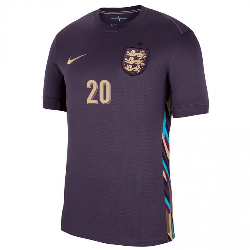 Kids Football England Demi Stokes #20 Dark Raisin Away Jersey 24-26 T-Shirt Za