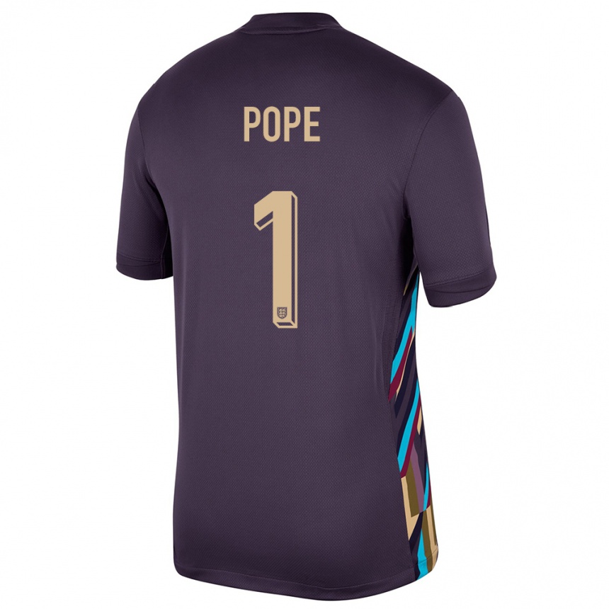 Kids Football England Nick Pope #1 Dark Raisin Away Jersey 24-26 T-Shirt Za