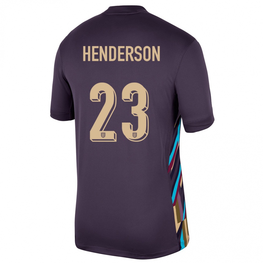 Kids Football England Dean Henderson #23 Dark Raisin Away Jersey 24-26 T-Shirt Za