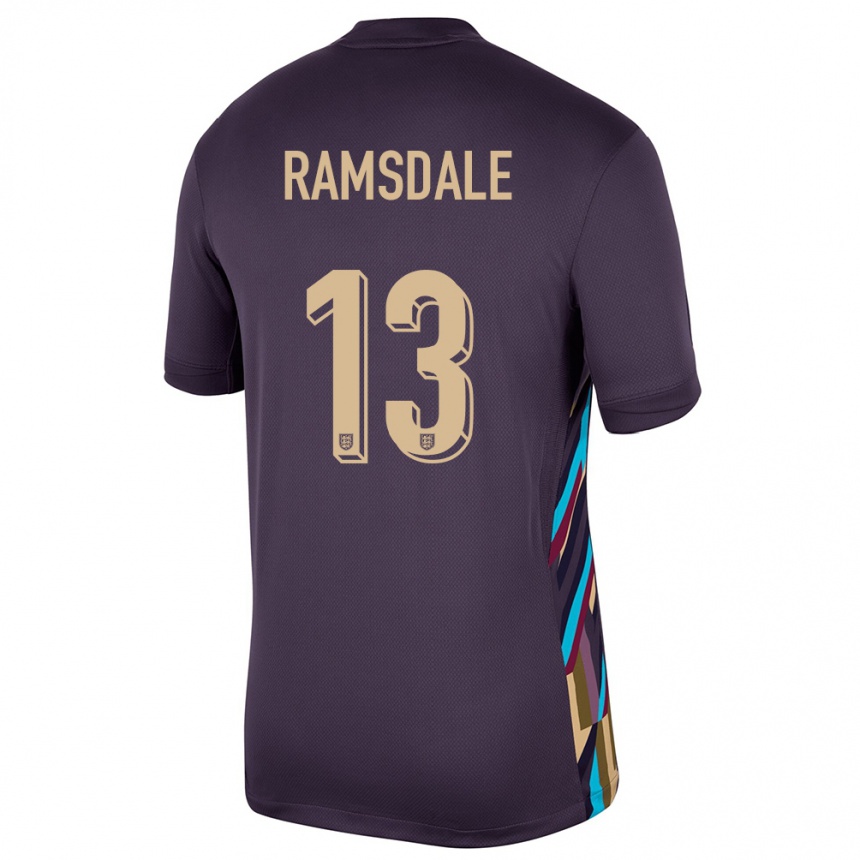 Kids Football England Aaron Ramsdale #13 Dark Raisin Away Jersey 24-26 T-Shirt Za