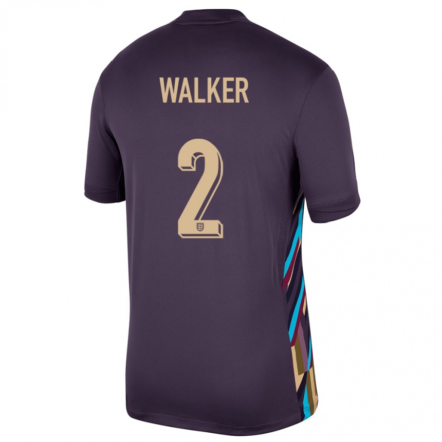 Kids Football England Kyle Walker #2 Dark Raisin Away Jersey 24-26 T-Shirt Za