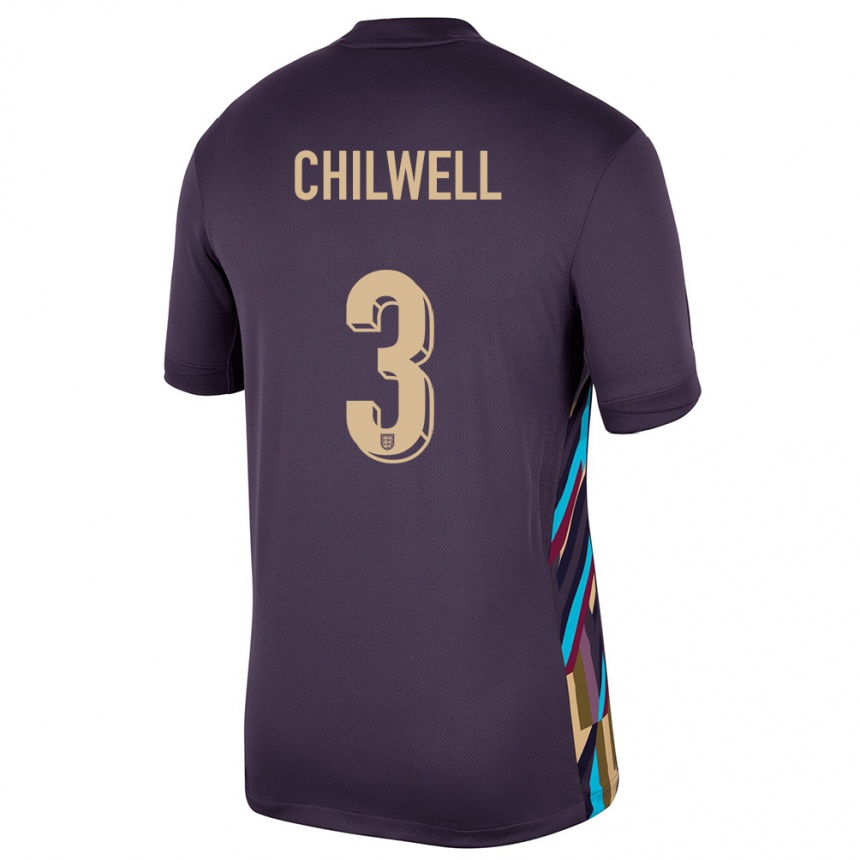 Kids Football England Ben Chilwell #3 Dark Raisin Away Jersey 24-26 T-Shirt Za