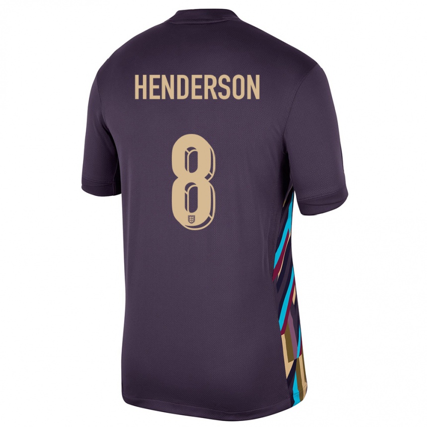 Kids Football England Jordan Henderson #8 Dark Raisin Away Jersey 24-26 T-Shirt Za