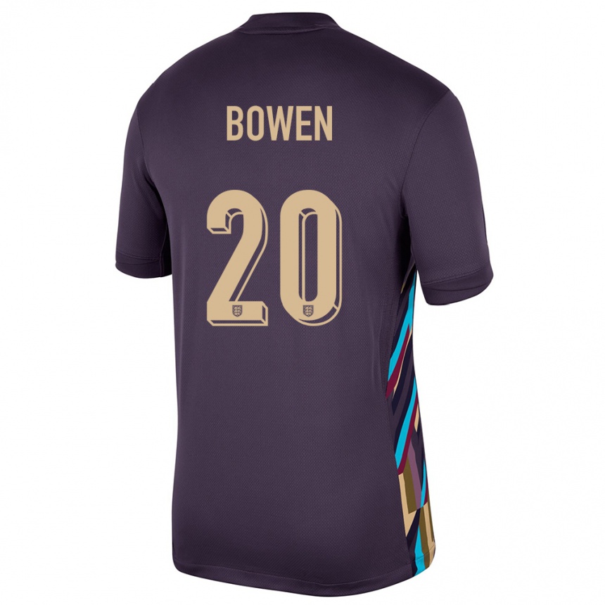 Kids Football England Jarrod Bowen #20 Dark Raisin Away Jersey 24-26 T-Shirt Za