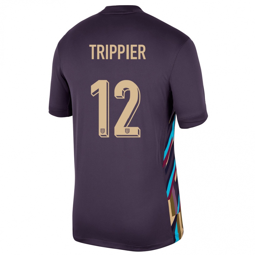 Kids Football England Kieran Trippier #12 Dark Raisin Away Jersey 24-26 T-Shirt Za