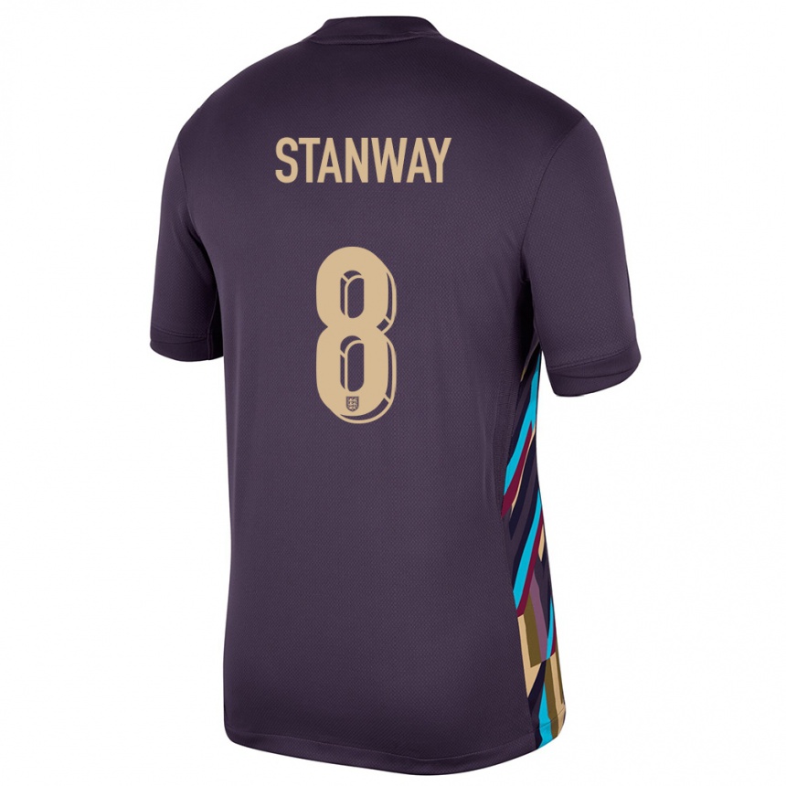 Kids Football England Georgia Stanway #8 Dark Raisin Away Jersey 24-26 T-Shirt Za