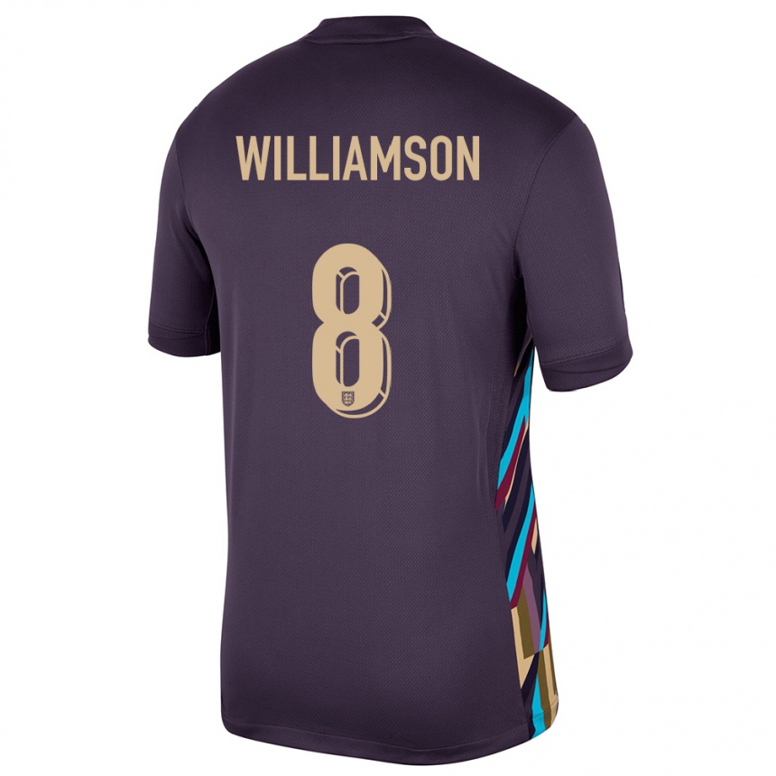 Kids Football England Leah Williamson #8 Dark Raisin Away Jersey 24-26 T-Shirt Za