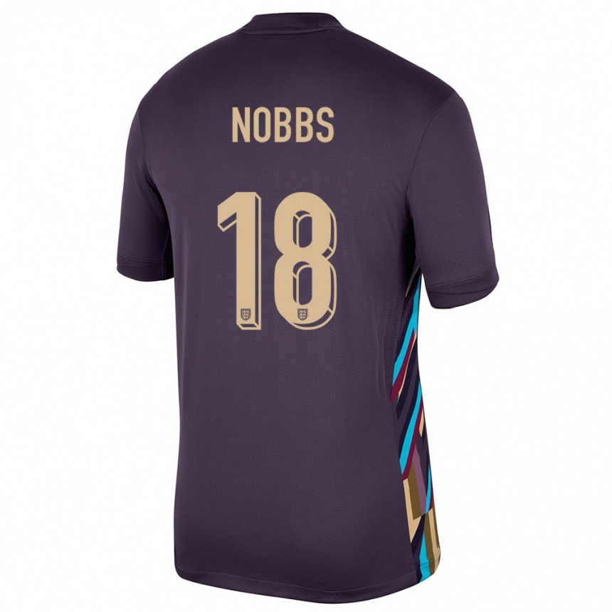 Kids Football England Jordan Nobbs #18 Dark Raisin Away Jersey 24-26 T-Shirt Za