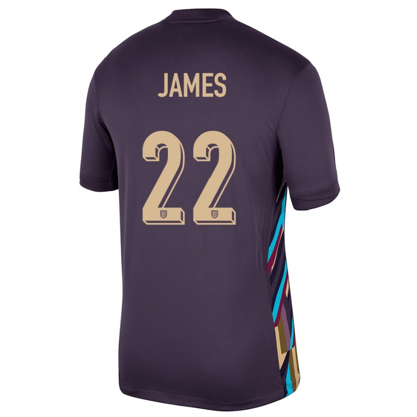 Kids Football England Lauren James #22 Dark Raisin Away Jersey 24-26 T-Shirt Za