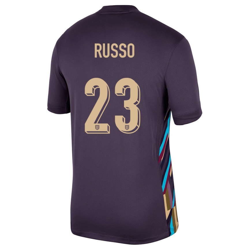 Kids Football England Alessia Russo #23 Dark Raisin Away Jersey 24-26 T-Shirt Za