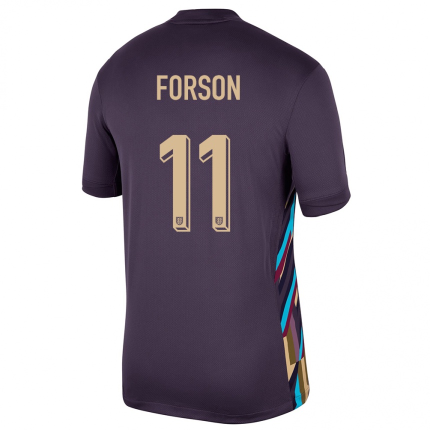 Kids Football England Omari Forson #11 Dark Raisin Away Jersey 24-26 T-Shirt Za