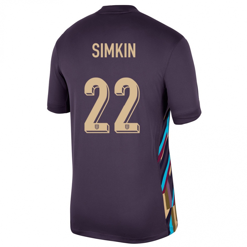 Kids Football England Tommy Simkin #22 Dark Raisin Away Jersey 24-26 T-Shirt Za