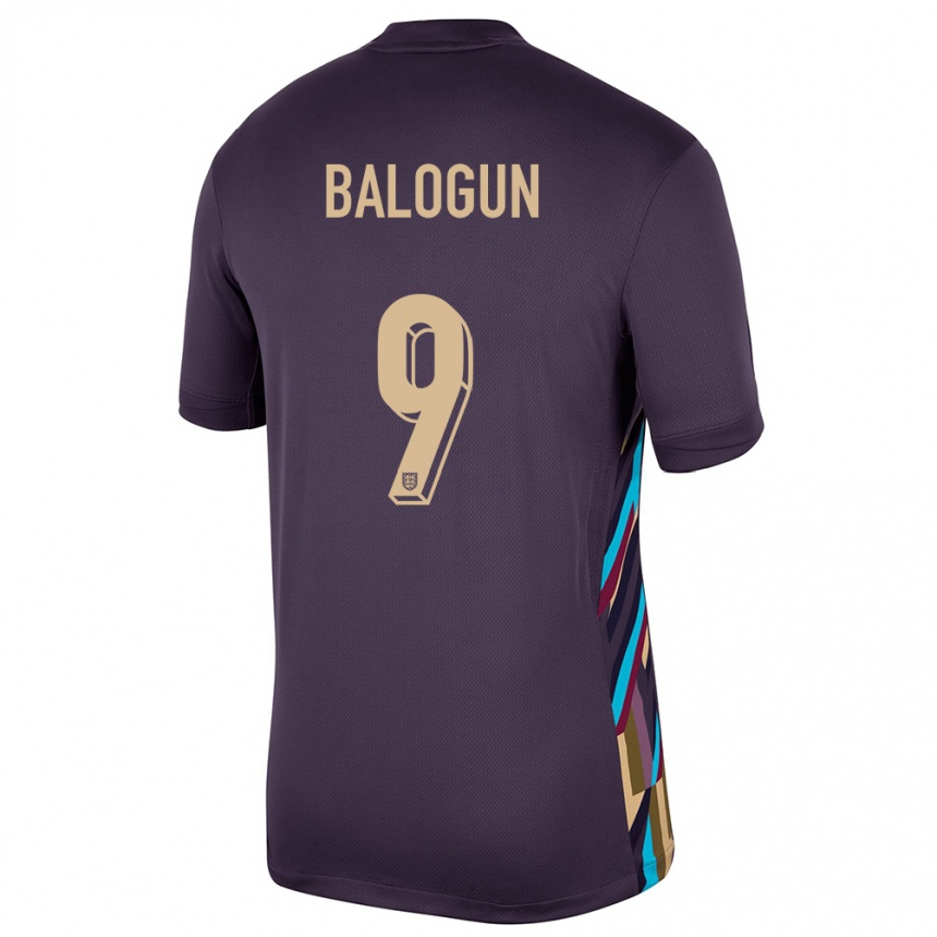 Kids Football England Folarin Balogun #9 Dark Raisin Away Jersey 24-26 T-Shirt Za