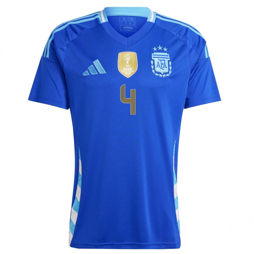 Kids Football Argentina Sofia Schell #4 Blue Away Jersey 24-26 T-Shirt Za