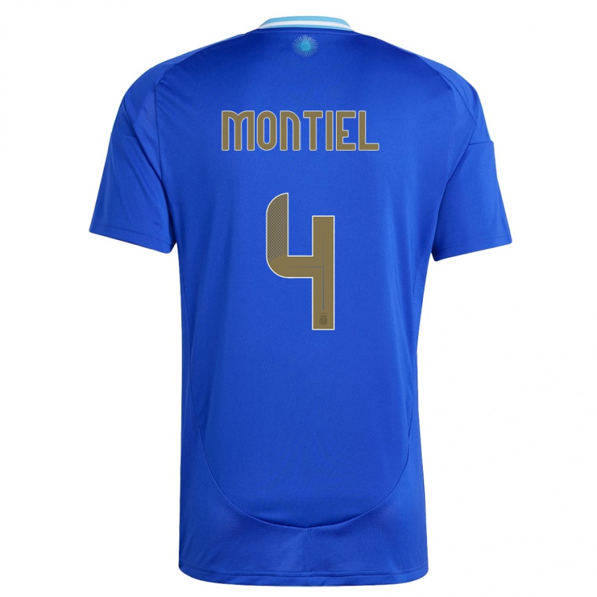 Kids Football Argentina Gonzalo Montiel #4 Blue Away Jersey 24-26 T-Shirt Za