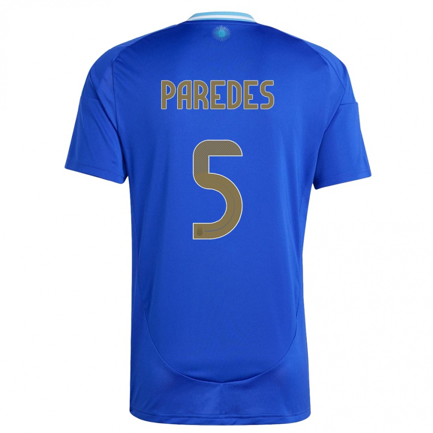 Kids Football Argentina Leandro Paredes #5 Blue Away Jersey 24-26 T-Shirt Za