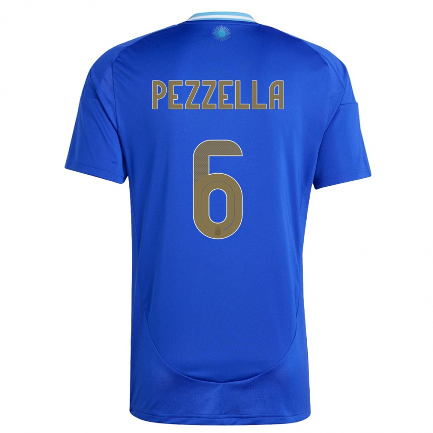 Kids Football Argentina German Pezzella #6 Blue Away Jersey 24-26 T-Shirt Za