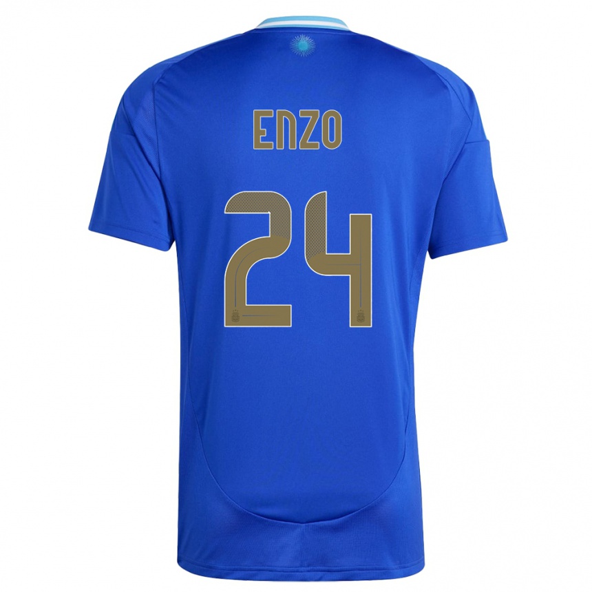 Kids Football Argentina Enzo Fernandez #24 Blue Away Jersey 24-26 T-Shirt Za